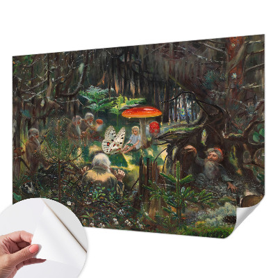 Self-adhesive wall mural with a fairytale forest design