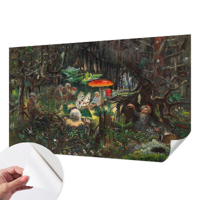 Self-adhesive wall mural with a fairytale forest design