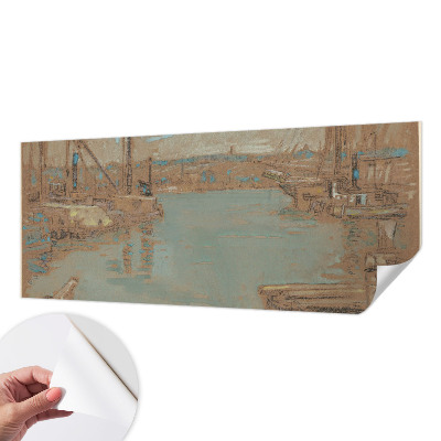 Removable wall mural wallpaper with a port view design
