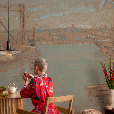Removable wall mural wallpaper Port views