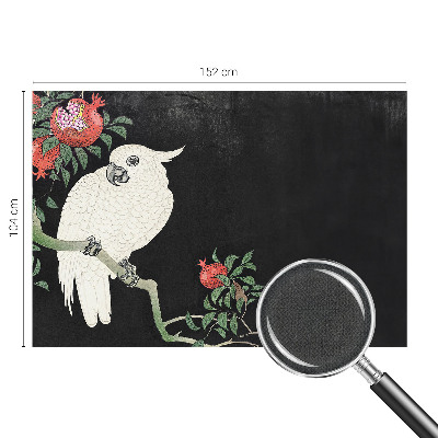 Peel and stick wall mural for living room with a pomegranate parrot design