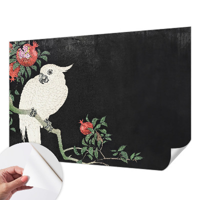 Peel and stick wall mural for living room Pomegranate parrot