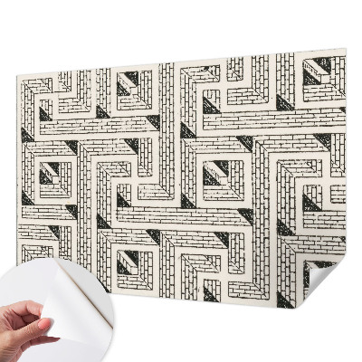 Peel and stick wall mural for kids' room with a brick maze design