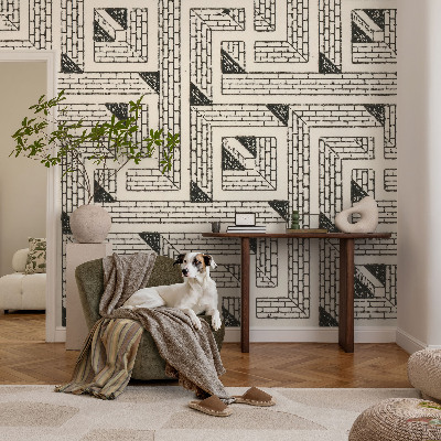 Peel and stick wall mural for kids' room with a brick maze design