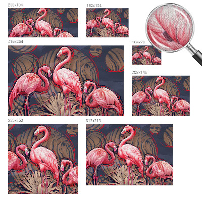 Children's wall mural with pink flamingos