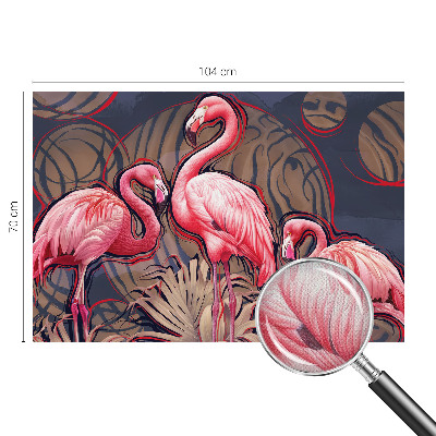 Children's wall mural with pink flamingos