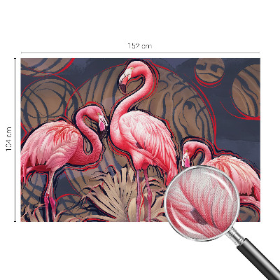 Children's wall mural with pink flamingos