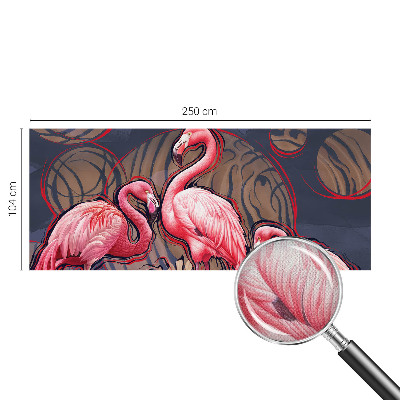 Children's wall mural with pink flamingos