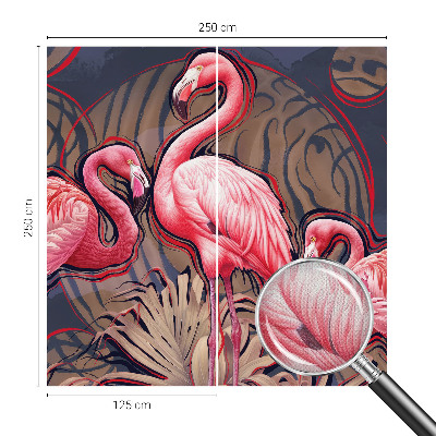 Children's wall mural with pink flamingos