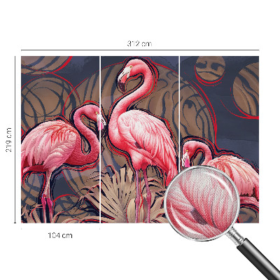 Children's wall mural Pink flamingos