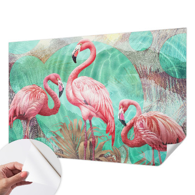 Nursery wall mural with an exotic birds motif