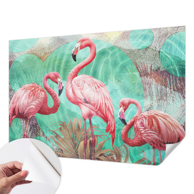 Nursery wall mural with an exotic birds motif