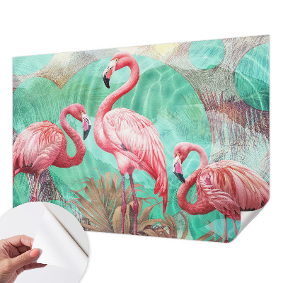 Nursery wall mural with an exotic birds motif