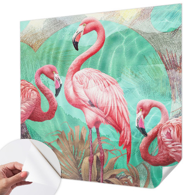 Nursery wall mural with an exotic birds motif