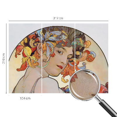 Baby room wall mural with a colorful Art Nouveau design