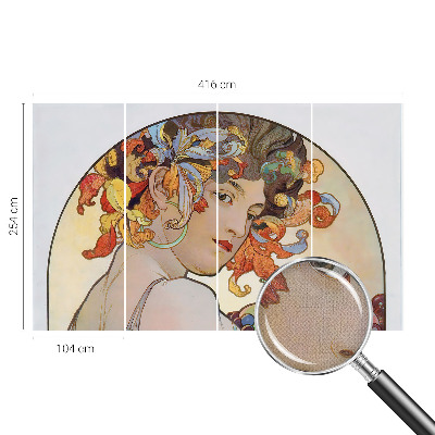 Baby room wall mural with a colorful Art Nouveau design