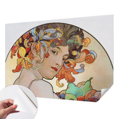Baby room wall mural with a colorful Art Nouveau design