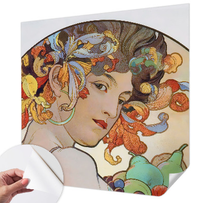 Baby room wall mural with a colorful Art Nouveau design