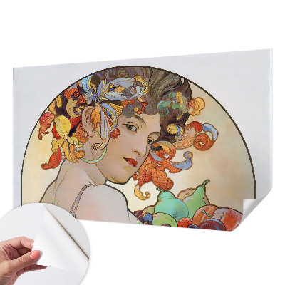 Baby room wall mural with a colorful Art Nouveau design