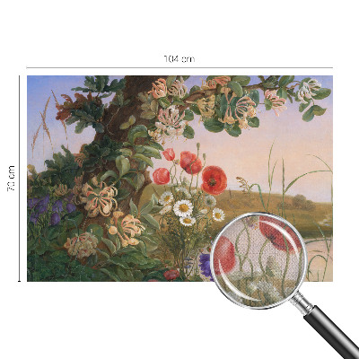 Peel and stick wallpaper mural with a floral idyll design