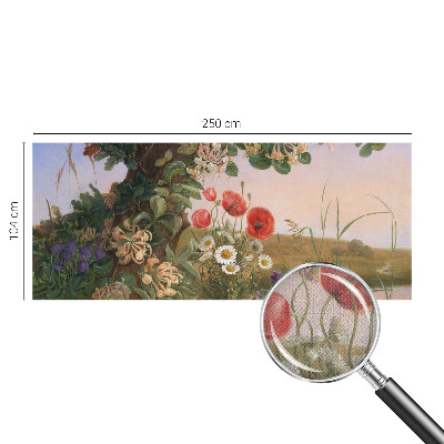 Peel and stick wallpaper mural with a floral idyll design