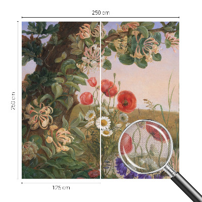 Peel and stick wallpaper mural with a floral idyll design