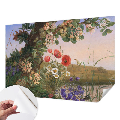 Peel and stick wallpaper mural with a floral idyll design