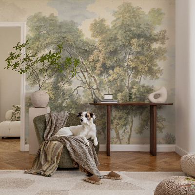 Removable wall mural with a romantic nature motif