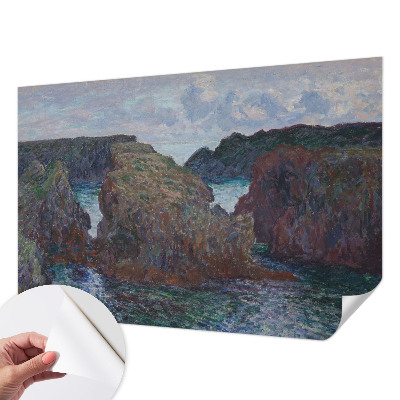 Self-adhesive wall mural featuring a rocky coast motif