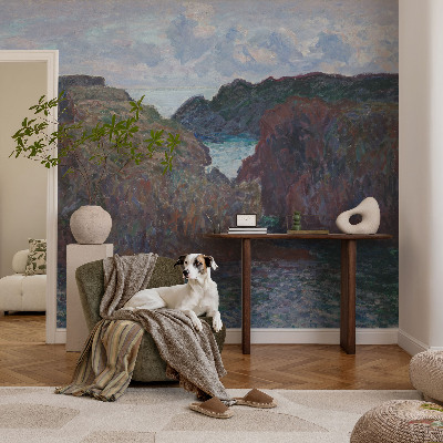 Self-adhesive wall mural featuring a rocky coast motif