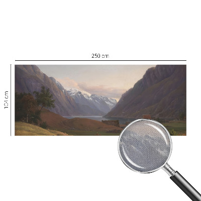 Peel and stick wall mural for living room with a mountain panorama design