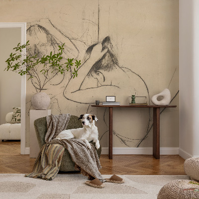 Nursery wall mural with an artistic, elegant design suitable for a baby's room