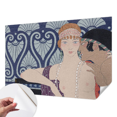Peel and stick wall mural featuring an artistic depiction of a couple
