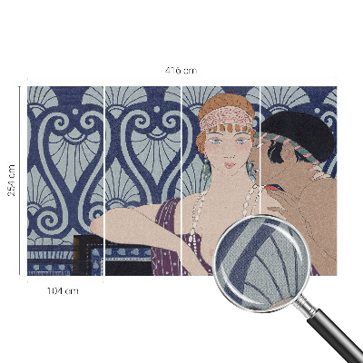 Peel and stick wall mural featuring an artistic depiction of a couple