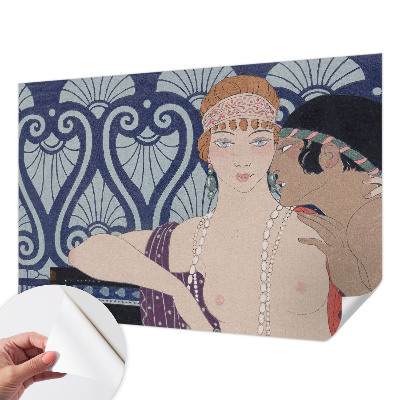 Peel and stick wall mural featuring an artistic depiction of a couple