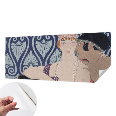 Peel and stick wall mural featuring an artistic depiction of a couple