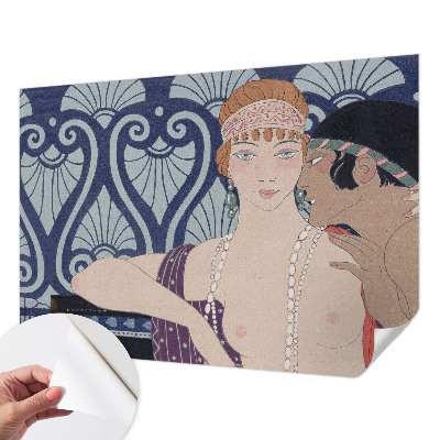 Peel and stick wall mural featuring an artistic depiction of a couple