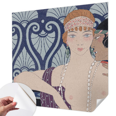 Peel and stick wall mural featuring an artistic depiction of a couple