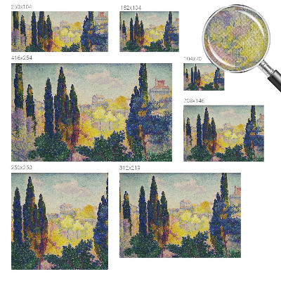Self-adhesive wall mural featuring impressionist landscape artwork