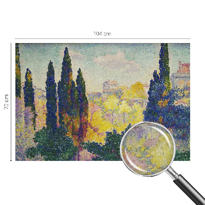 Self-adhesive wall mural featuring impressionist landscape artwork