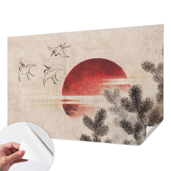 Removable wall mural with an east-facing forest design