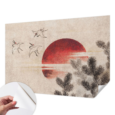 Removable wall mural with an east-facing forest design