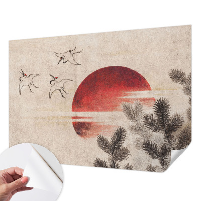 Removable wall mural with an east-facing forest design