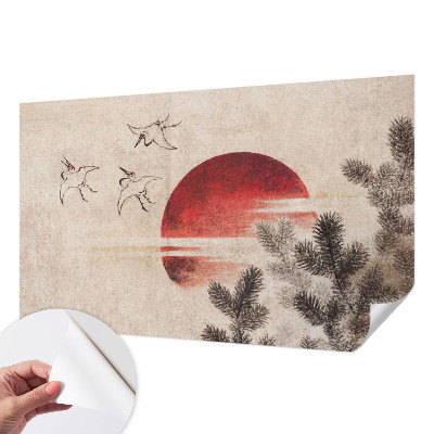 Removable wall mural with an east-facing forest design