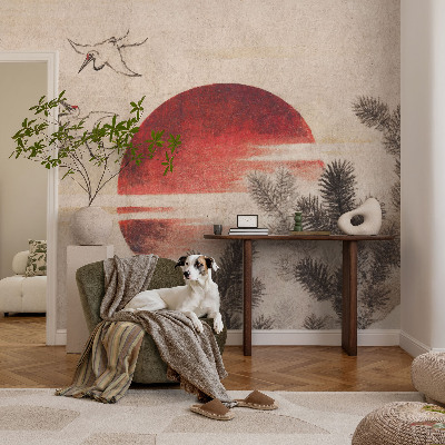 Removable wall mural with an east-facing forest design