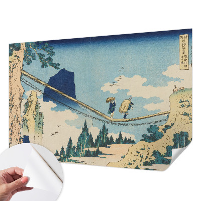 Stick-on wall mural with a mountain bridge motif