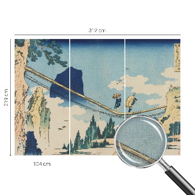 Stick-on wall mural with a mountain bridge motif