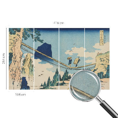 Stick-on wall mural with a mountain bridge motif