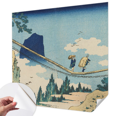 Stick-on wall mural with a mountain bridge motif