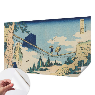 Stick-on wall mural with a mountain bridge motif